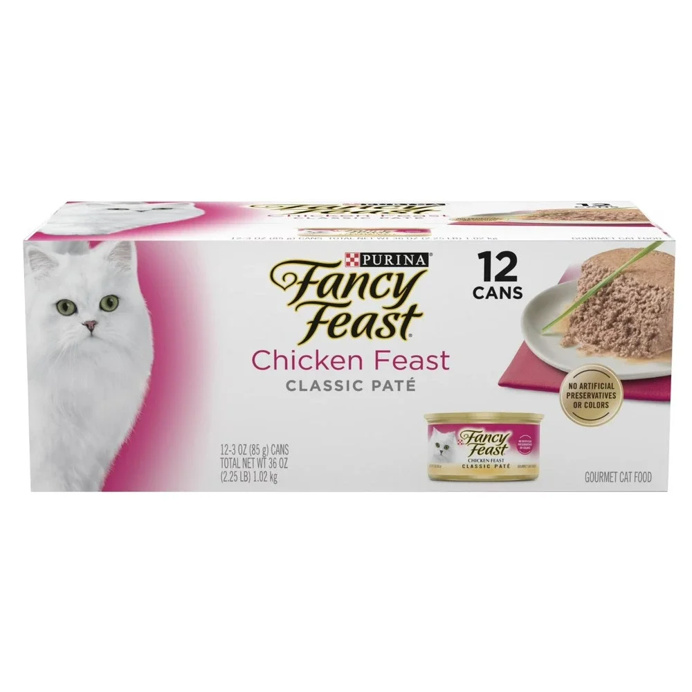 Purina Fancy Feast Classic Pate Chicken Wet Cat Food 3oz Cans 24 Total (2 Cases)